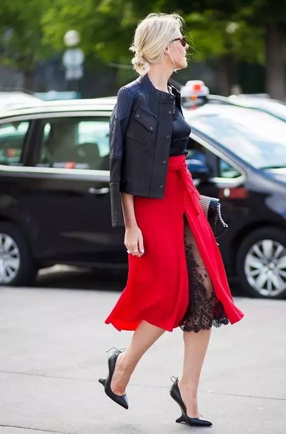 皮夹克祁同伟,赵丽颖穿红色皮夹克超酷