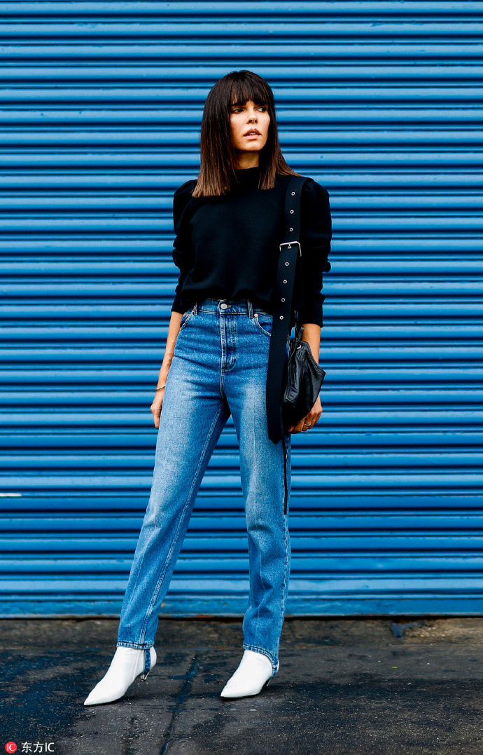 90年代的踩脚裤，这样穿居然这么美