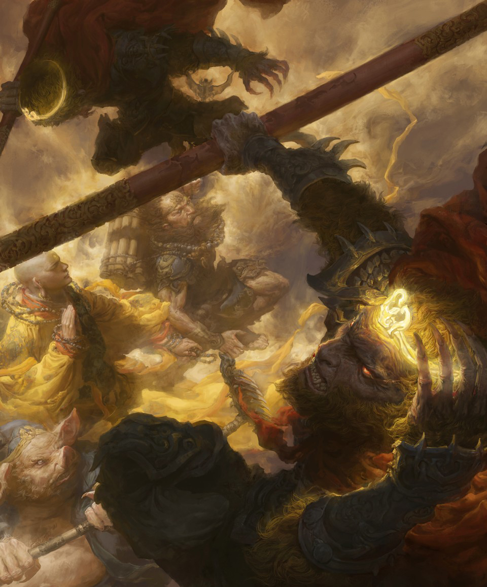 12岁画的孙悟空绘画图片,20几年的绘画功底都用上了