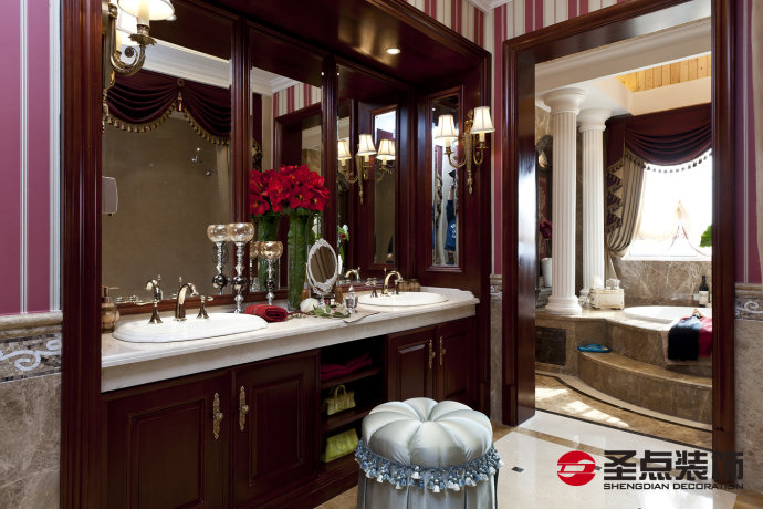 上山间别墅装修效果图,140平米美式轻奢别墅设计图