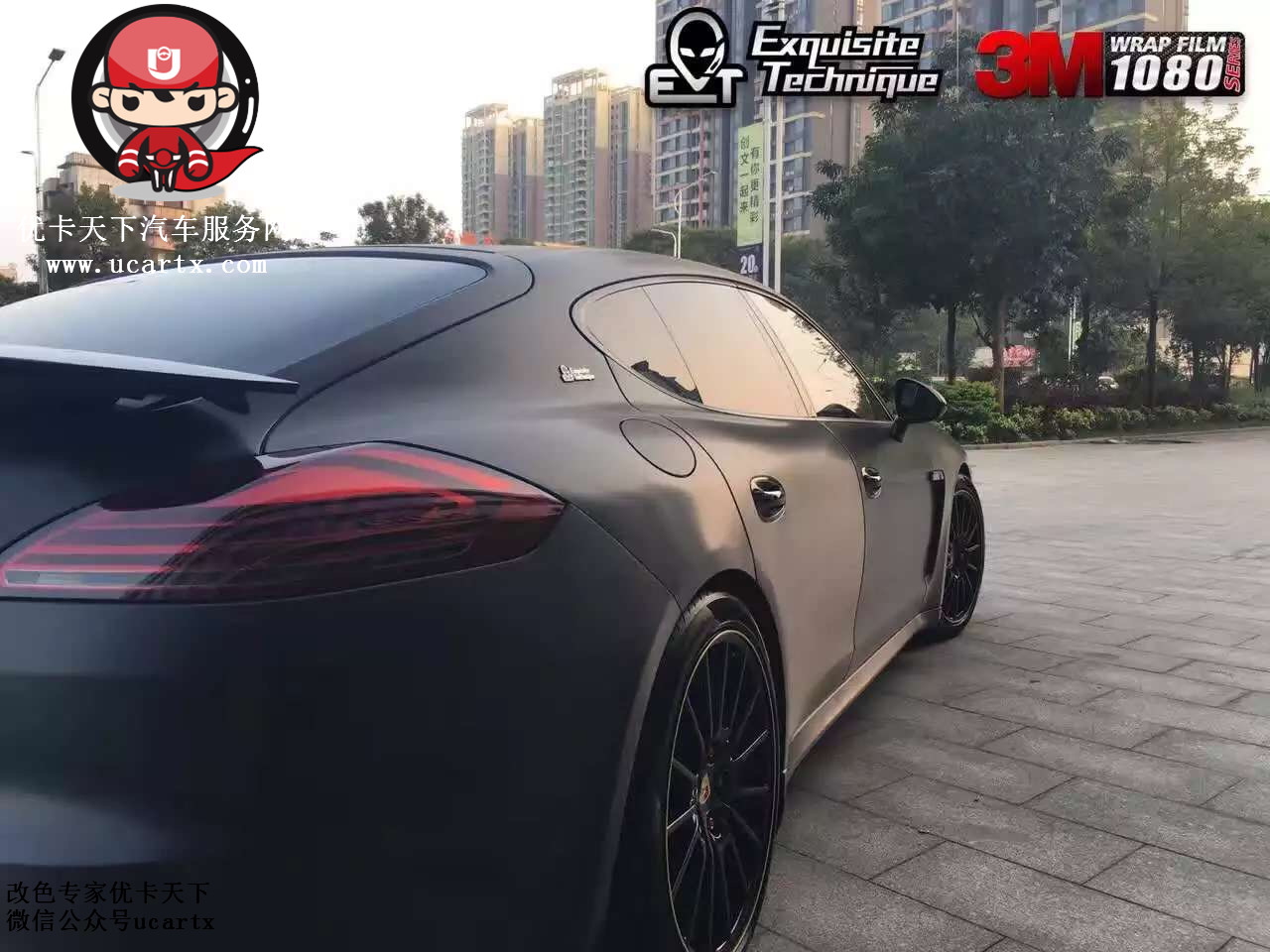 保时捷panamera装贴高亮水晶白,保时捷panamera迷彩贴膜