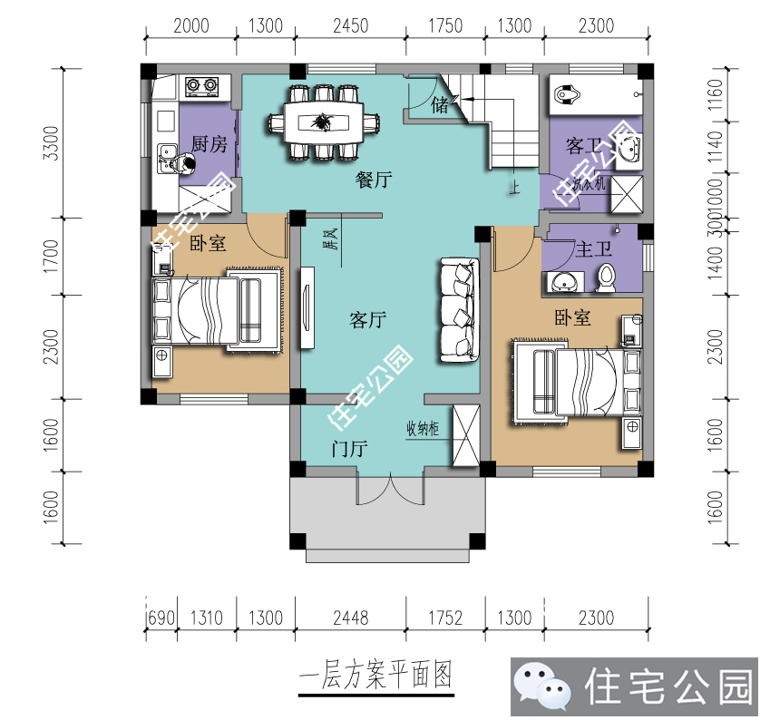 110平方农村自建房独立楼梯平面图,农村自建房三层三间房图纸165平