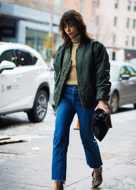 冬季绿夹克穿搭,绿色夹克秋冬穿搭