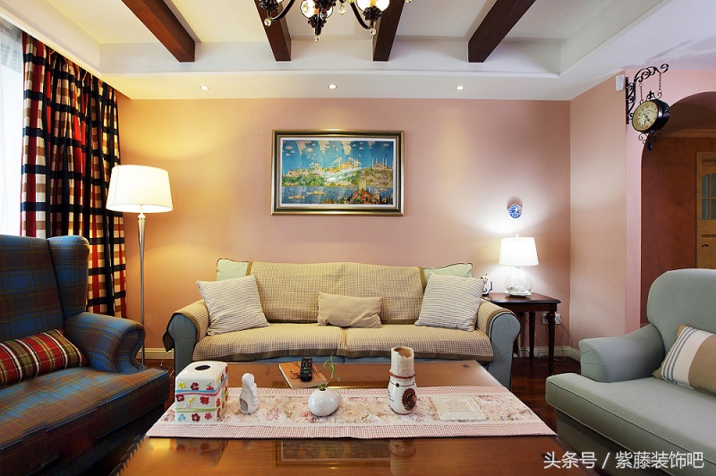 紫藤装饰_美式客厅装修效果图