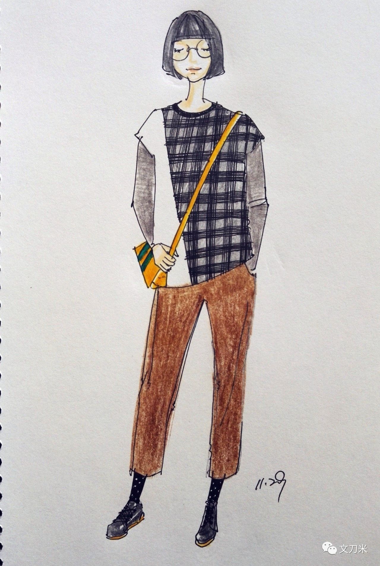 把自己每天的穿搭画出来,每天10分钟一幅速写