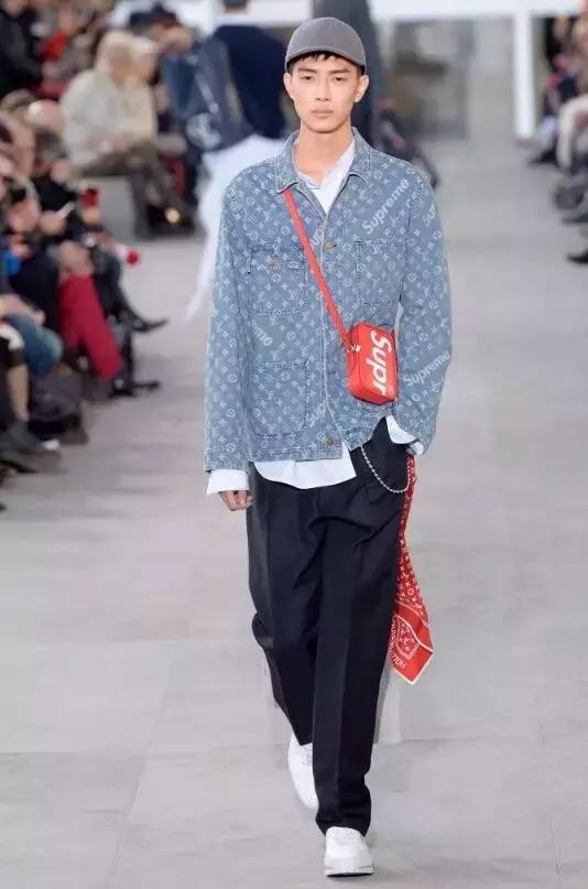 lv x supreme联名红色卫衣 (lv和supreme联名牛仔外套)