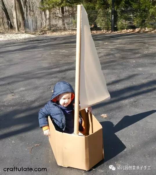 彩泥儿童简单手工轮船,幼儿园纸皮海盗船手工