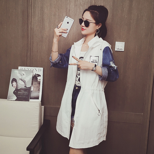 洋气风衣中长款女童春款外套,初春外套宽松慵懒风百搭oversize