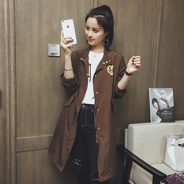 洋气风衣中长款女童春款外套,初春外套宽松慵懒风百搭oversize