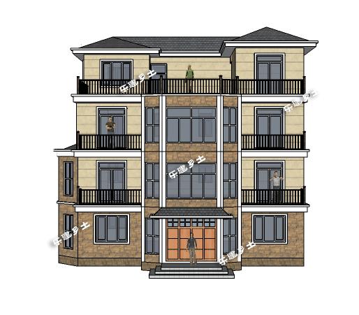 广州乡村自建14X9米四层民宅全套图纸+360°全景展示