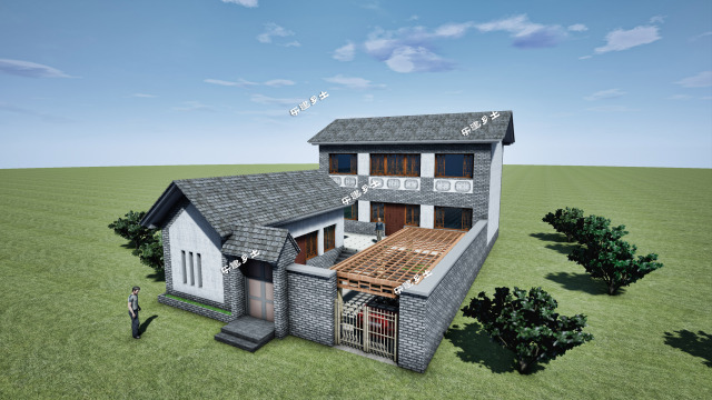 12x13米宅基地带院子自建房平面图,19x11米大客厅二层别墅效果图