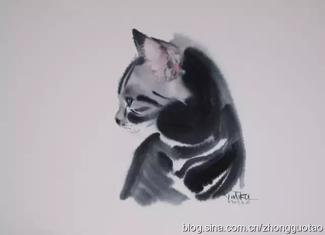 日本水墨画猫,国画猫水墨画