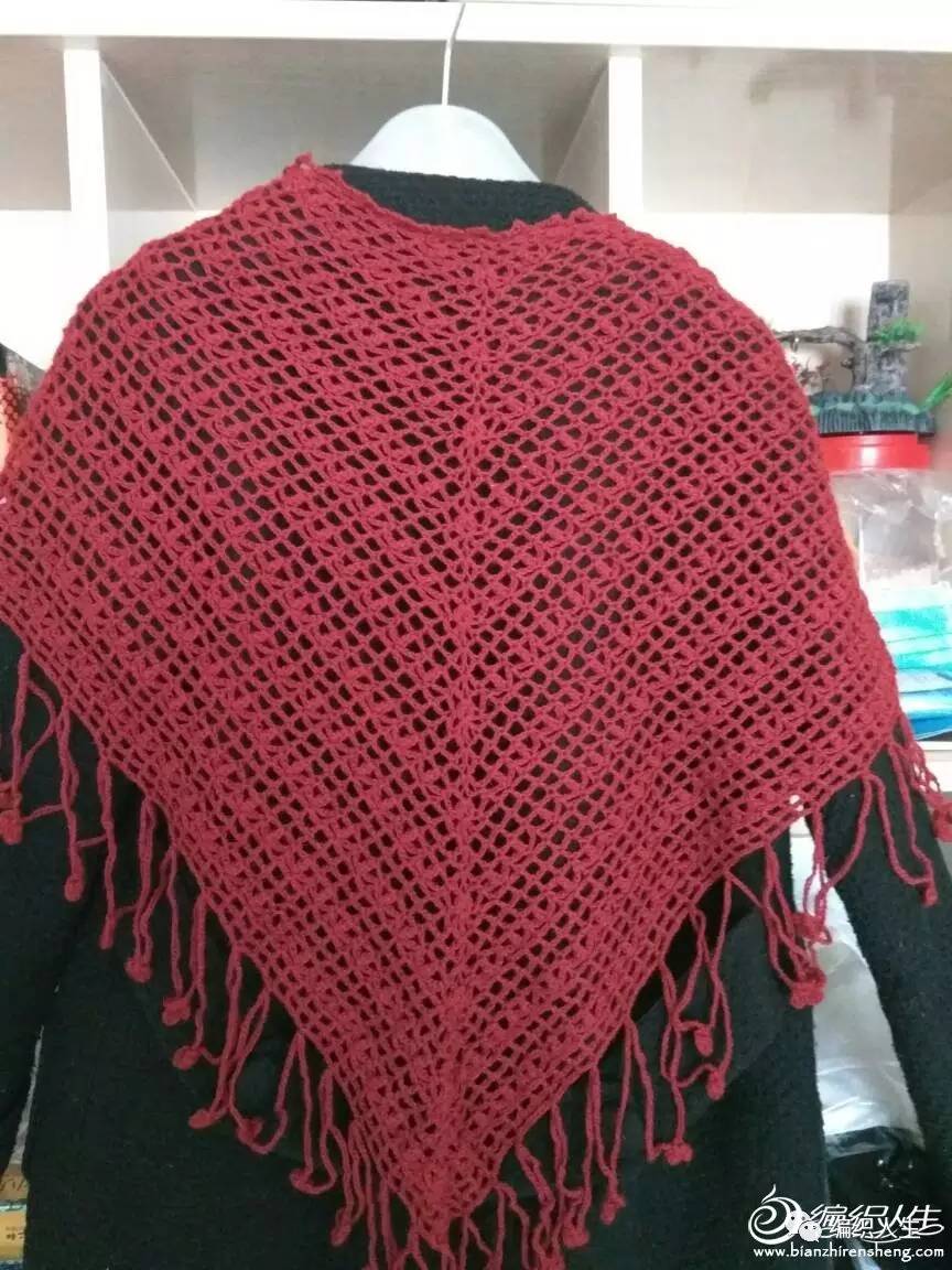 镂空钩针花样三角巾教程,蕾丝线钩针三角巾教程