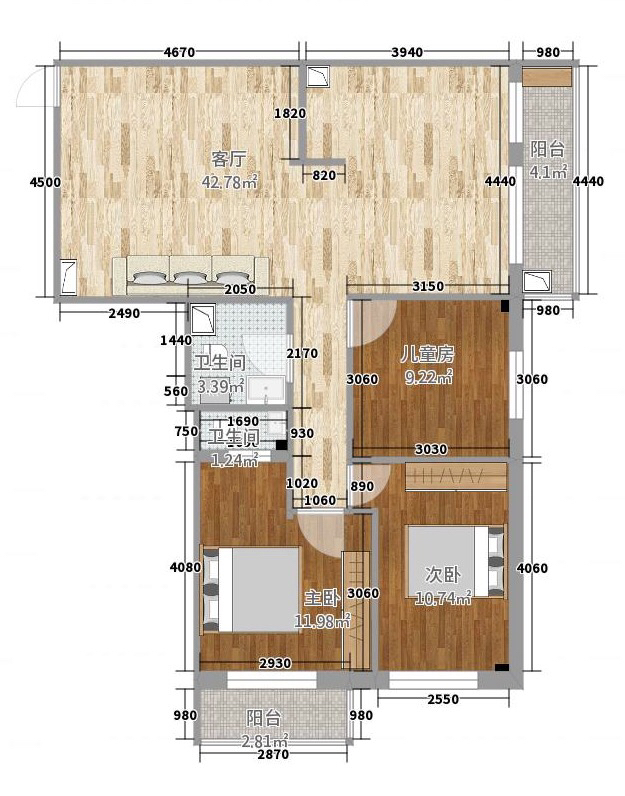 100平方4房一厅轻奢风装修,2020年轻奢风106平方简单装修