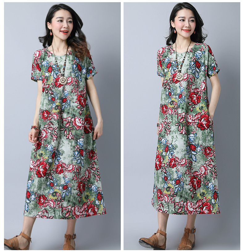 充满韵味，让人向往的民族风棉麻长裙