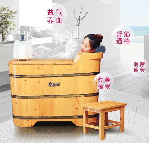 小浴室泡澡桶买什么样的实用,小户型家用木浴桶