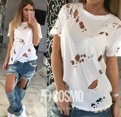 时髦破衣服,今年最流行的破洞上衣