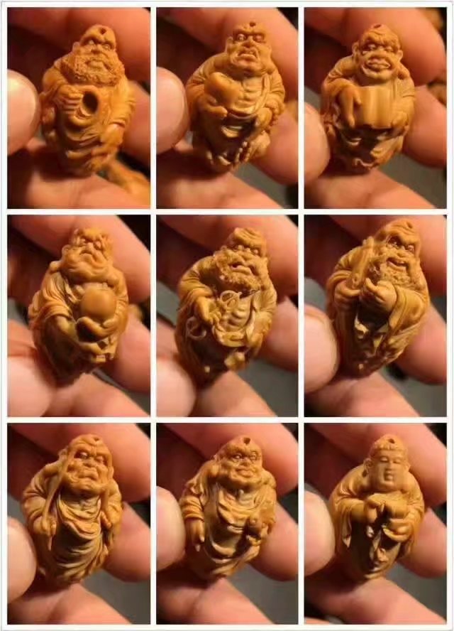 橄榄核雕刻十八罗汉手串名家,整身十八罗汉橄榄核雕