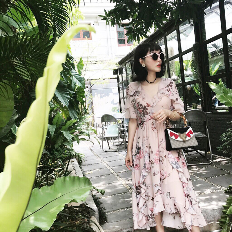 高级感连衣裙高档大气夏天,甜美清凉连衣裙