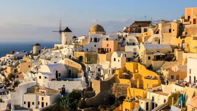 圣托里尼夕阳拍照,希腊圣托里尼岛夕阳