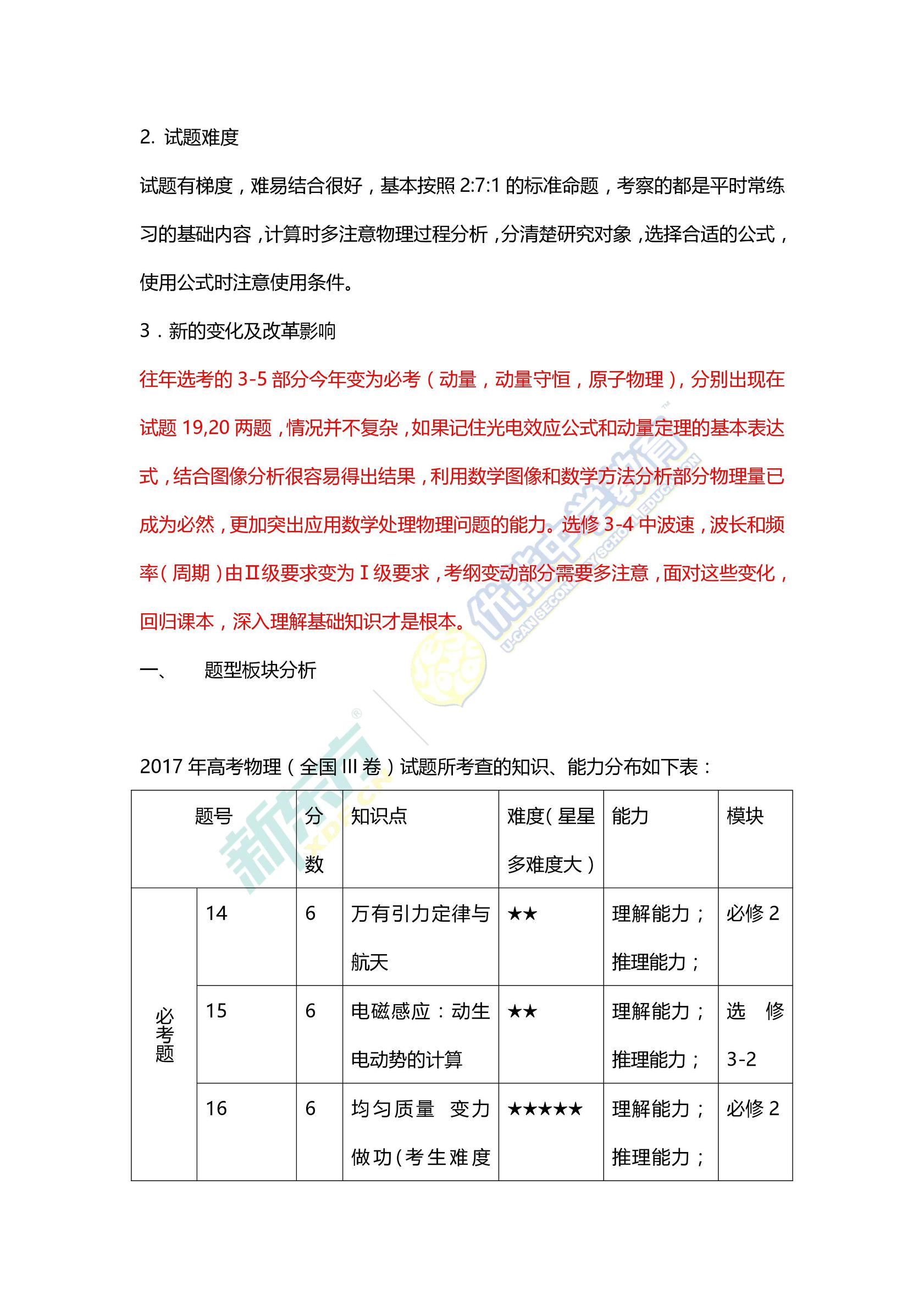 2017高考理综全国卷3,2015高考理综全国卷2答案及解析
