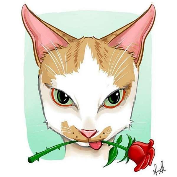 被撞的浪猫下巴严重的脱臼歪斜，想不到却意外成了它的特色招牌！