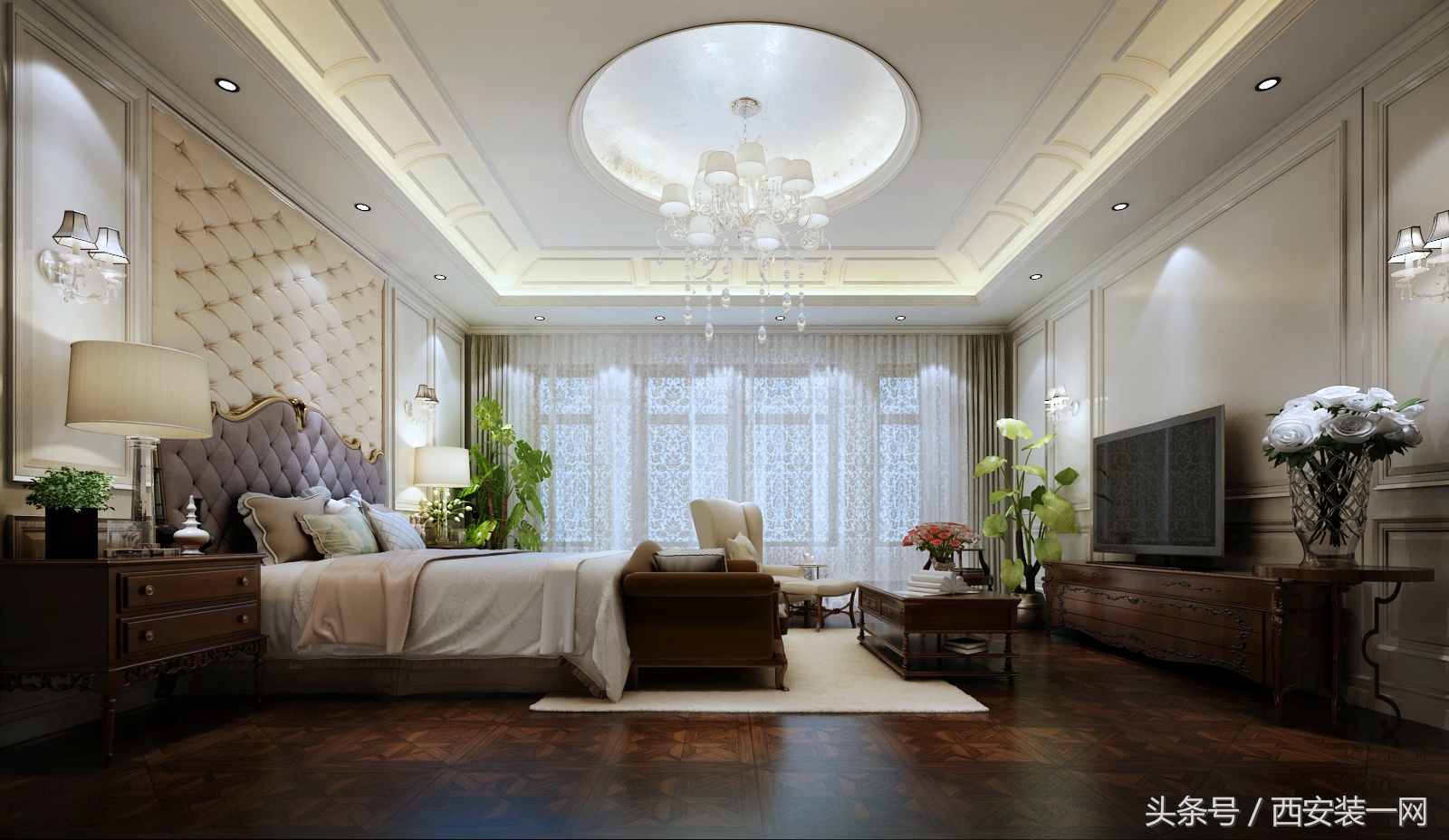 曲江紫汀苑150平米整体风格体现了欧式的华美，也很有现代感