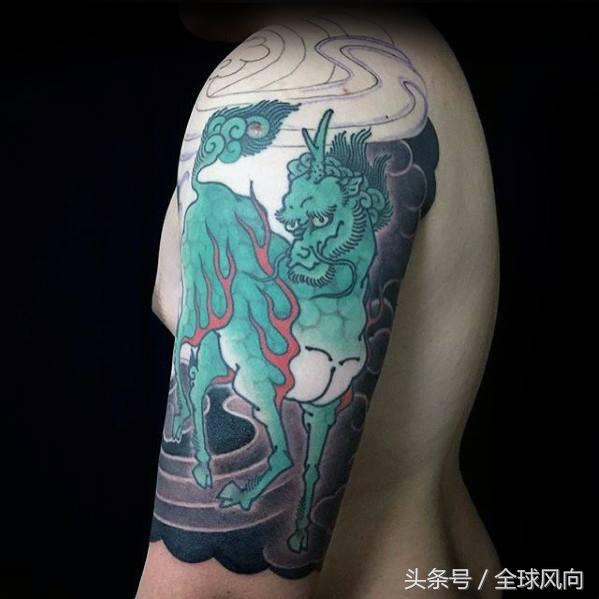 麒麟上云纹身图片大全,麒麟的纹身图案大全