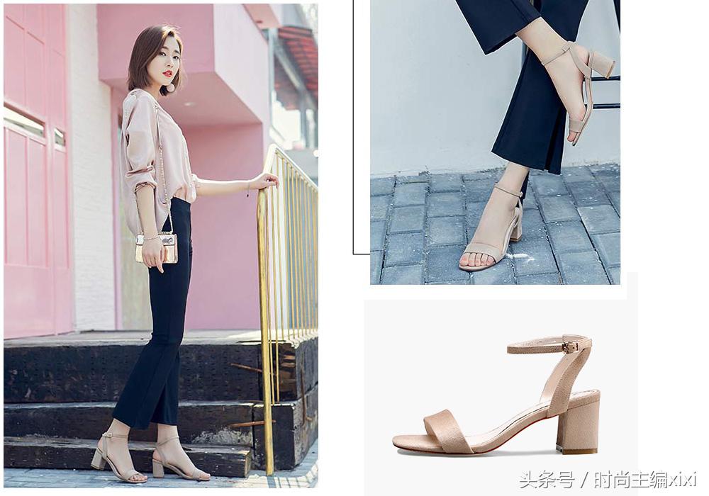 一字带高跟凉鞋女粗跟2022年新款,高颜值粗跟凉鞋让你美爆整个夏天
