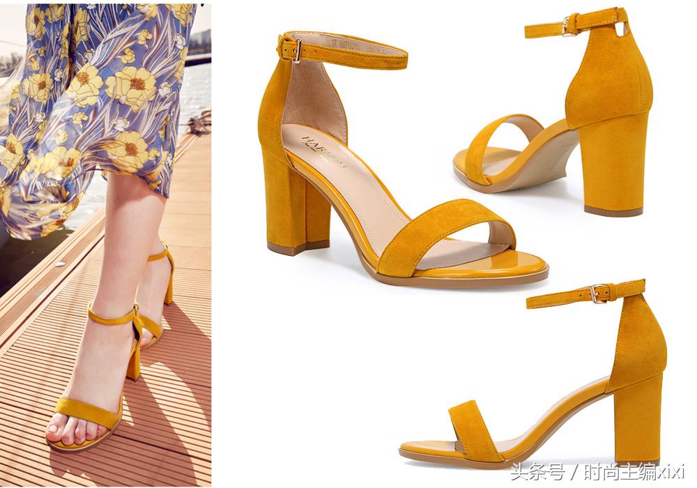 一字带高跟凉鞋女粗跟2022年新款,高颜值粗跟凉鞋让你美爆整个夏天