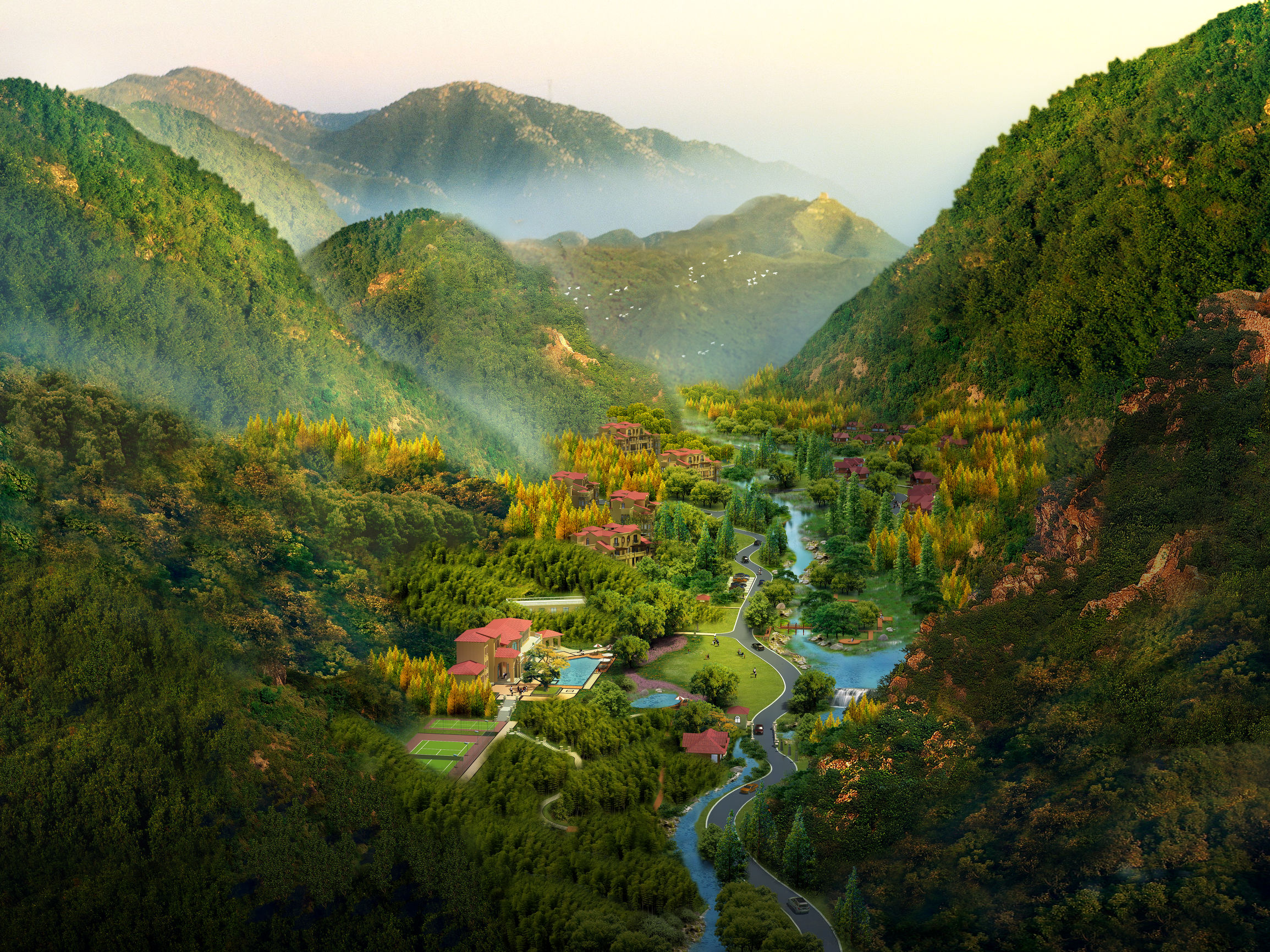 隐藏在森林里的现代别墅,隐藏在深山的豪宅