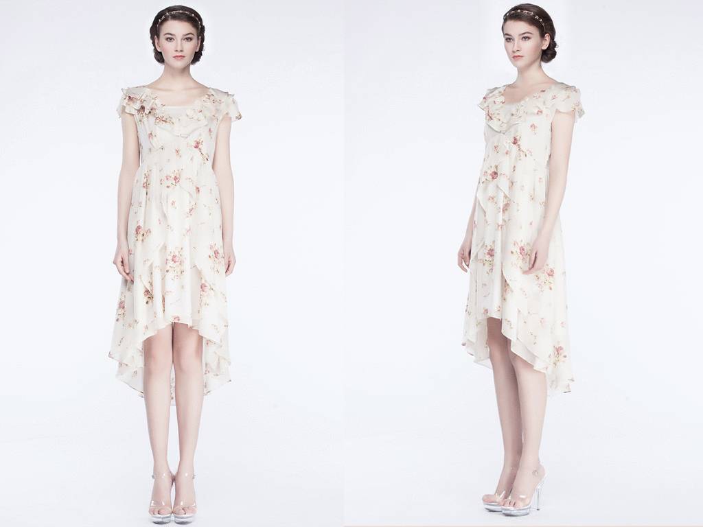 草绒连衣裙高档,小花裙连衣裙中长款