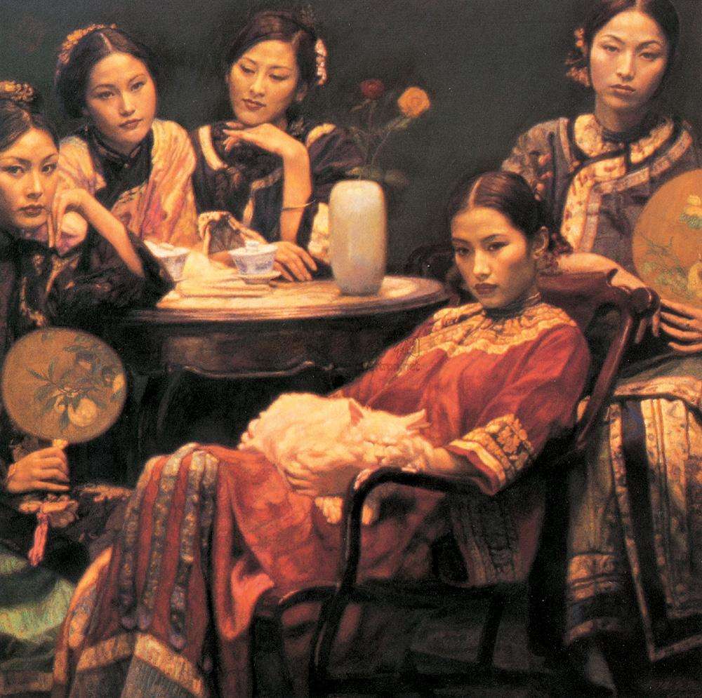 张小玉人物画作品欣赏,中国画家画的一幅特别美的女人画