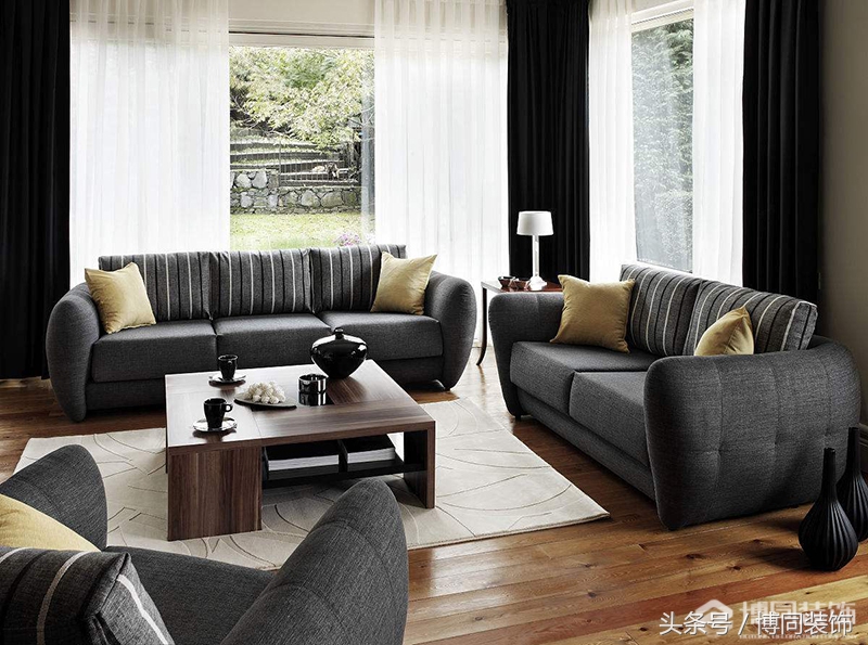 深色地板深色门家具搭配效果图,灰色的地板搭配什么颜色的家具