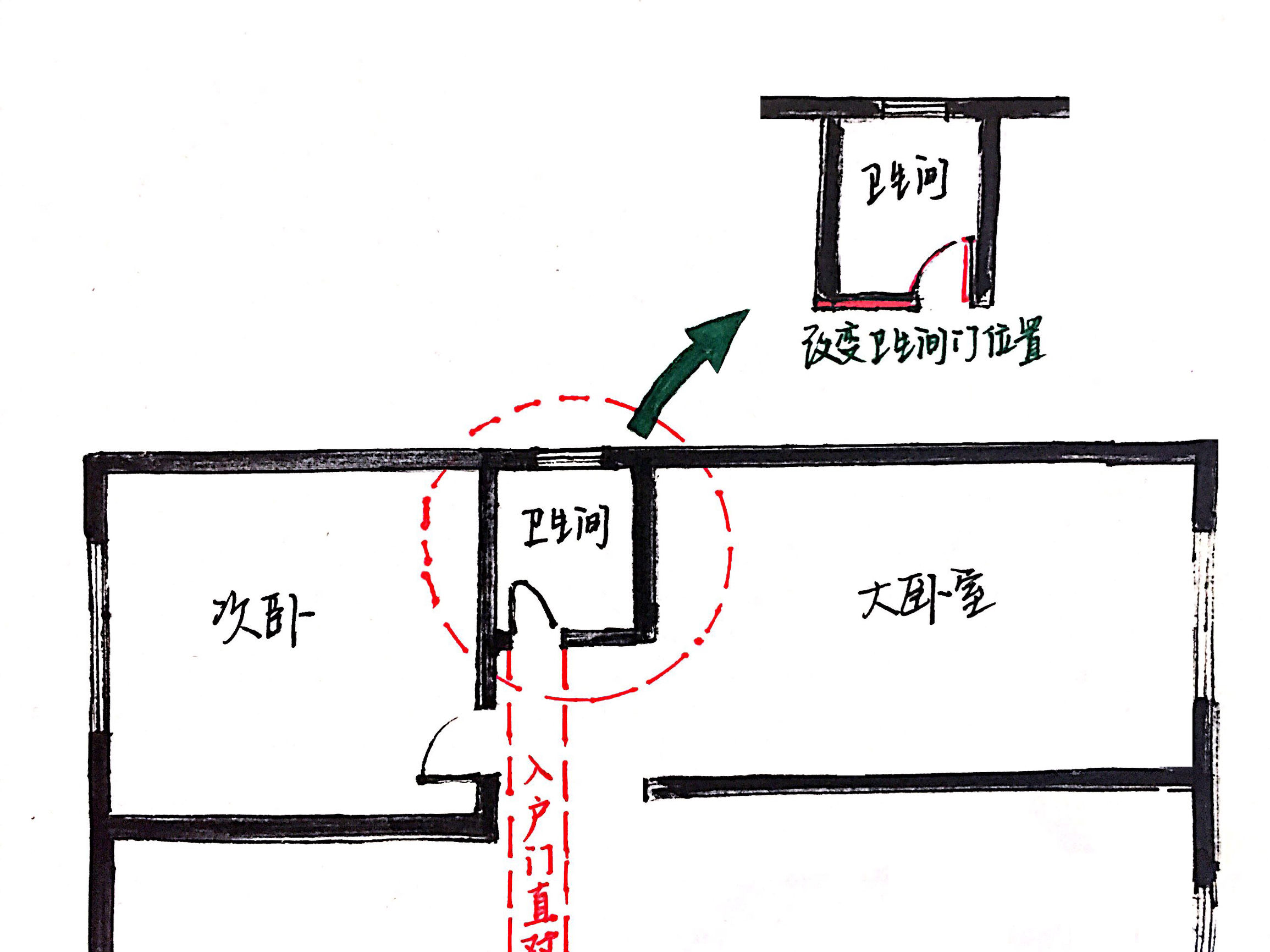 入户门直对卫生间怎么设计,入户门对卫生间最佳解决方法