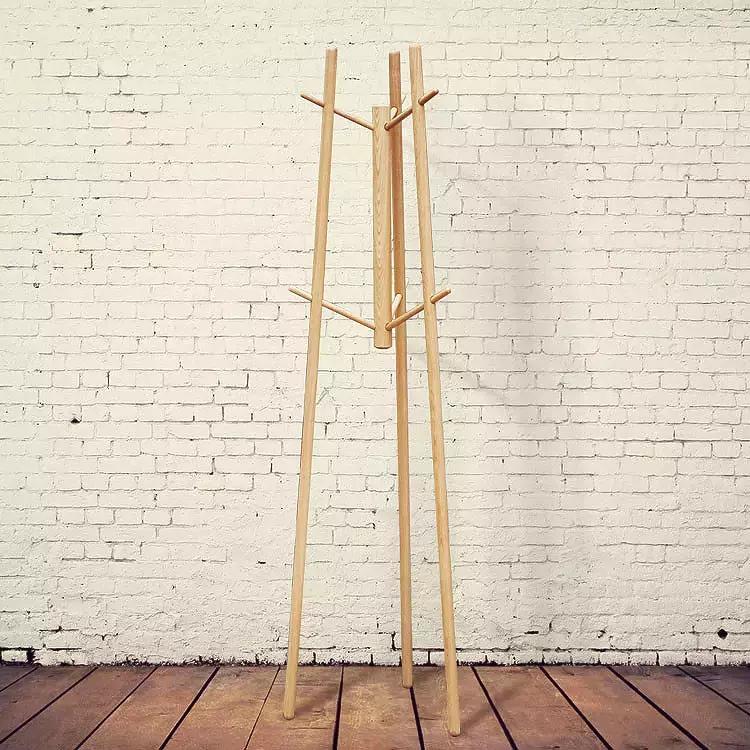 实木衣帽架摆放效果图,实木家用落地式衣帽架超强收纳