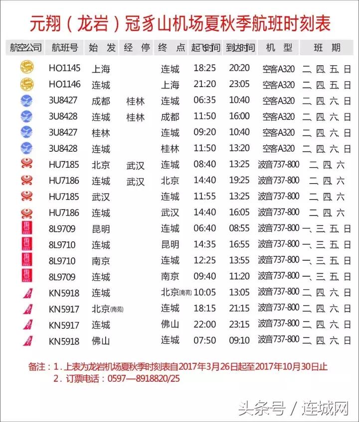 龙岩冠豸山机场最新航班信息,龙岩冠豸山机场时刻表