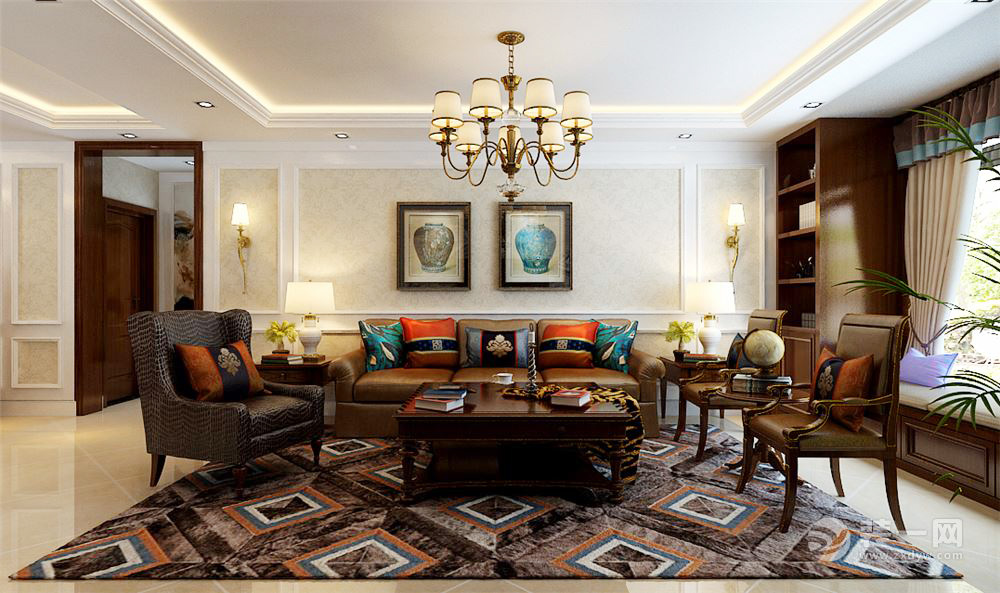 客厅两个展示柜服了！太原保利香槟国际143平，混搭三居室半包7万