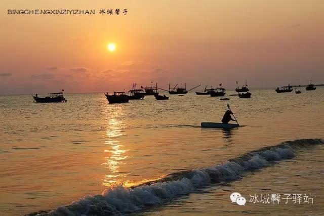 醉享三亚波波利海岸夕阳下的渔光曲