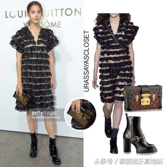 泰国知名女星YAYA赴巴黎征战LV时装秀黑色波浪裙变身时尚新宠儿