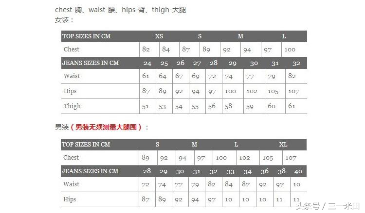 男士衣服尺寸对照表,量衣服尺寸怎么换算成厘米
