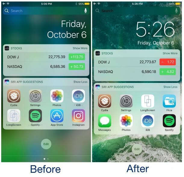 这款插件能让ios10的手机及ipad越狱设备拥有了ios11的通知中心