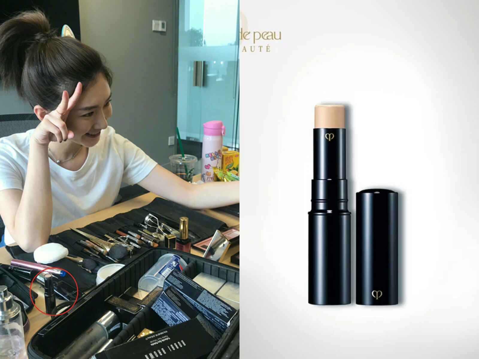 江疏影同款蓝色保温杯,江疏影机场保温杯喝水