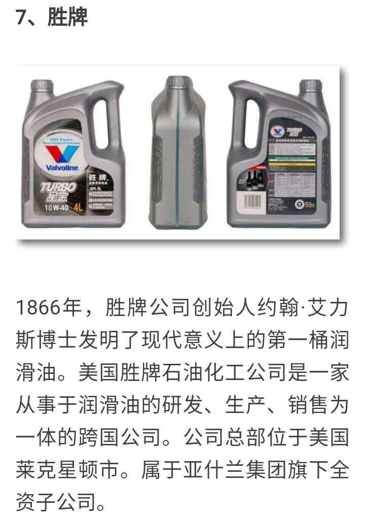 十大品牌轿车机油有哪些,机油十大品牌排行榜