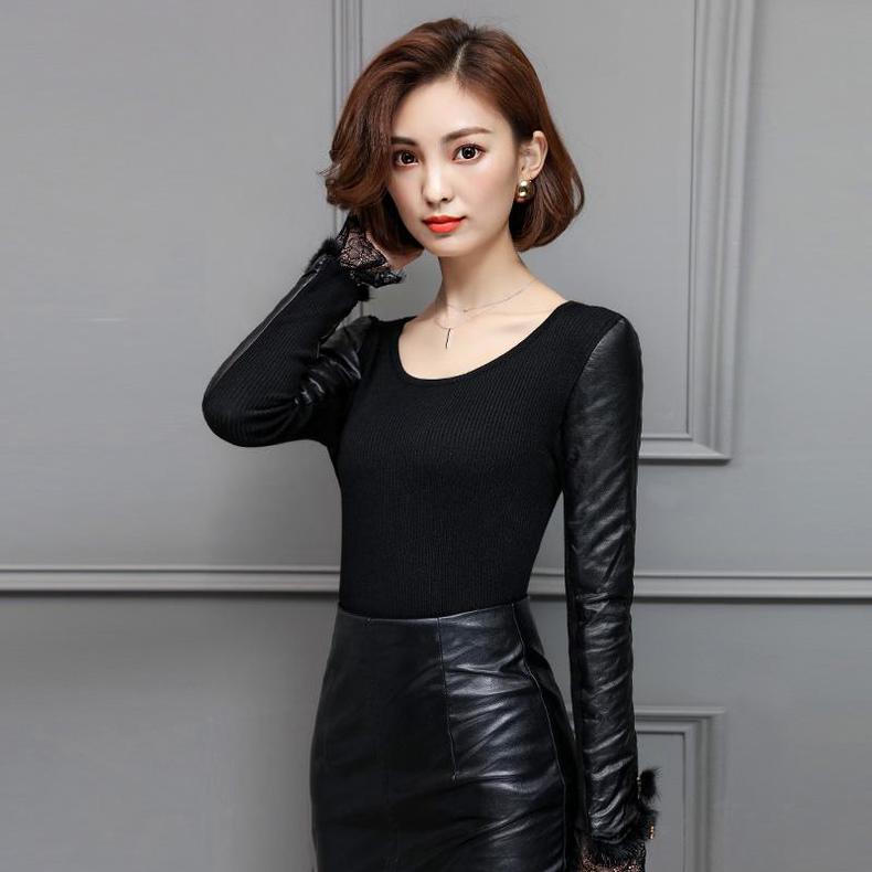 黑色中领打底衫秋冬女厚,百搭秋冬必备万能打底衫黑色的