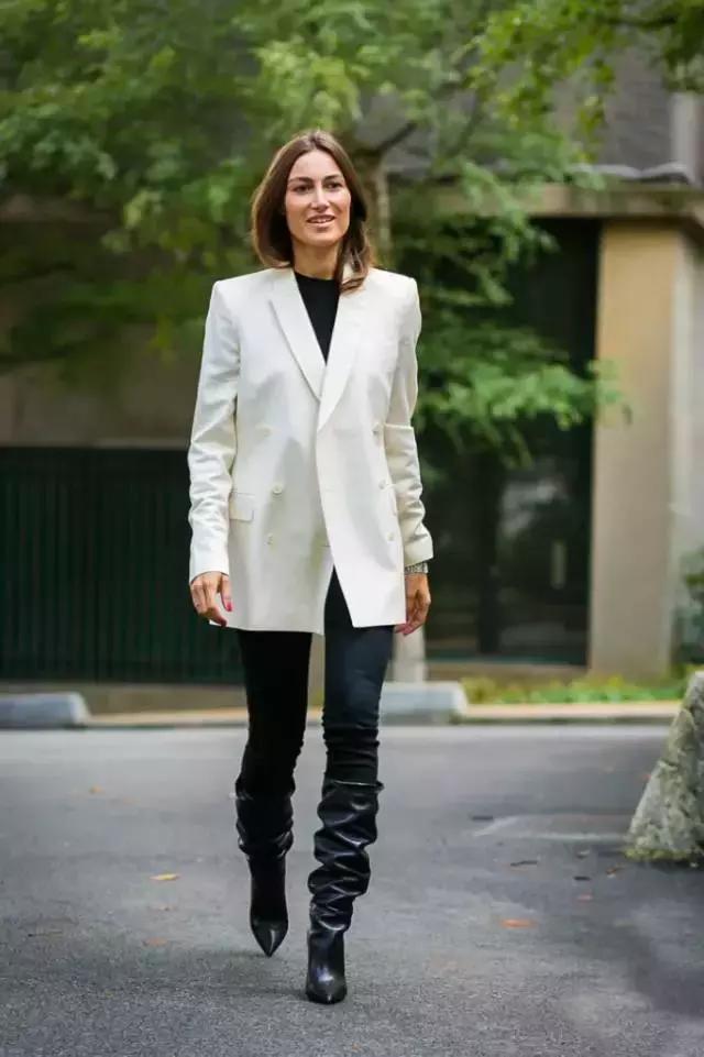 靴子长筒靴过膝搭配,过膝超长靴子穿搭