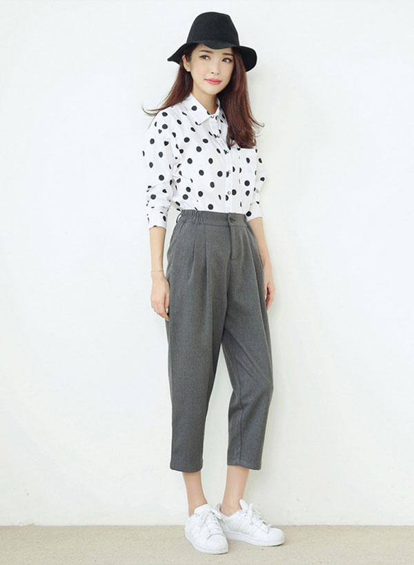 七分哈伦裤的十种搭配方法,哈伦裤九分裤时尚穿搭