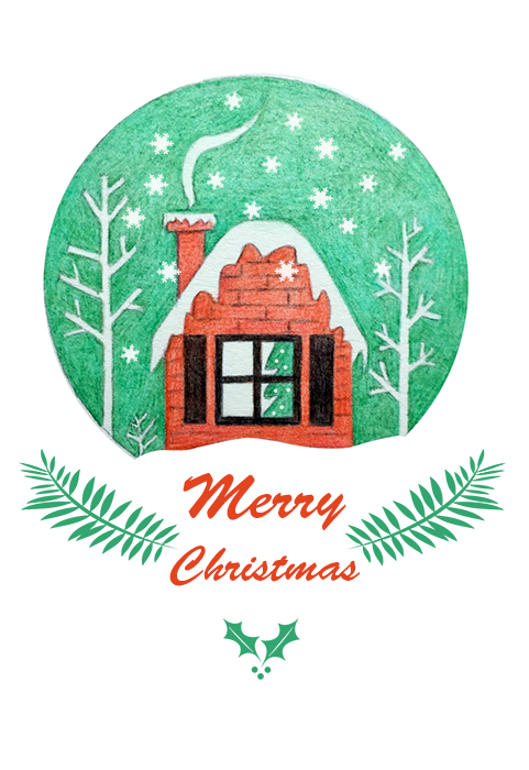 圣诞节为主题的彩铅画,彩铅画卡通人物小熊圣诞节