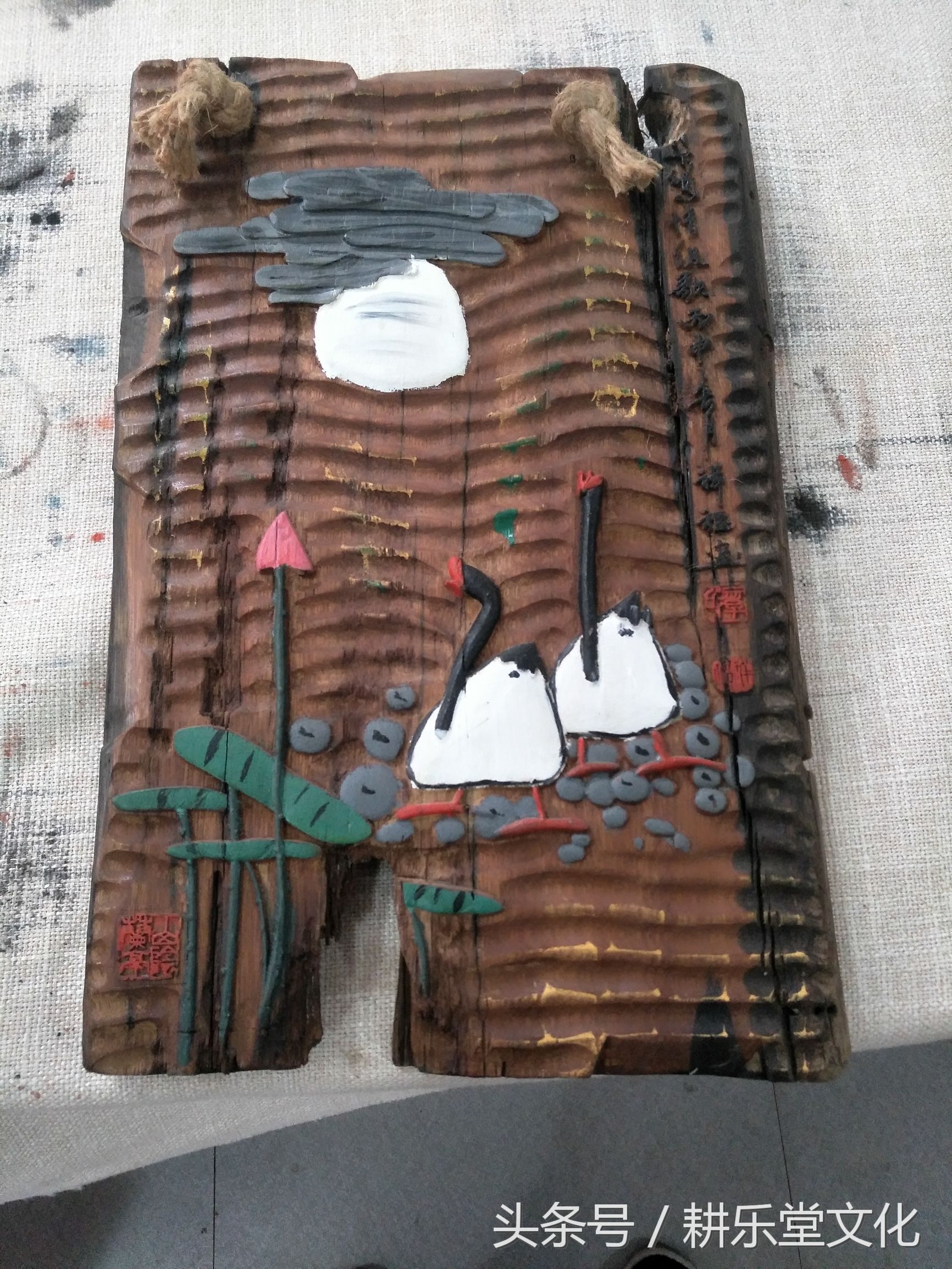 百年老船木雕刻,老船木山水雕刻