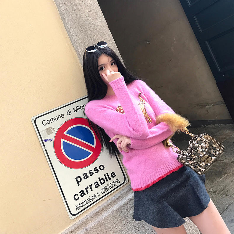 闪闪惹人爱显瘦毛衣女,闪闪红色毛衣